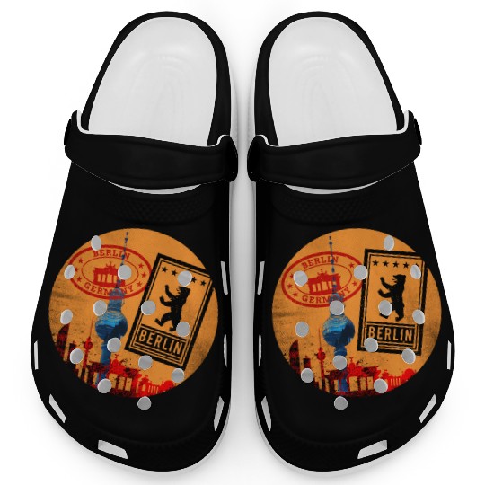 Berlin Germany German City Skyline Vintage Retro Clogs