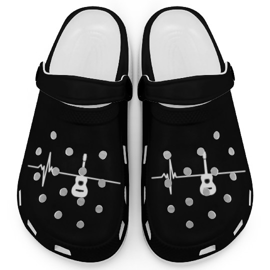 Acoustic Guitar Heartbeat Vintage Musician Clogs