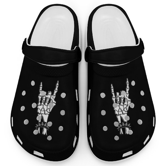 Rock & Roll Skeleton Guitar Music Lover Rockstar Clogs