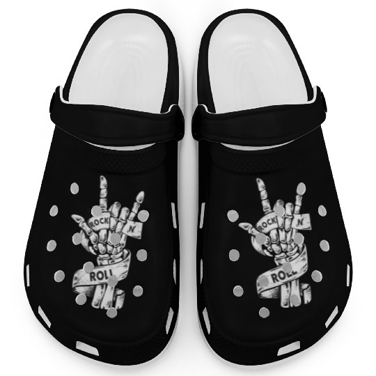 Rock & Roll Skeleton Guitar Music Lover Rockstar Clogs