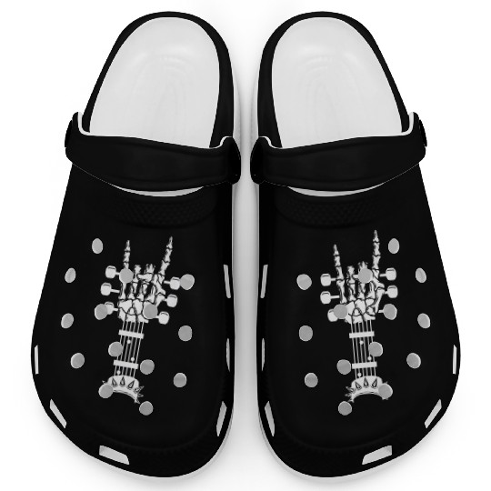 Rock & Roll Skeleton Guitar Music Lover Rockstar Clogs