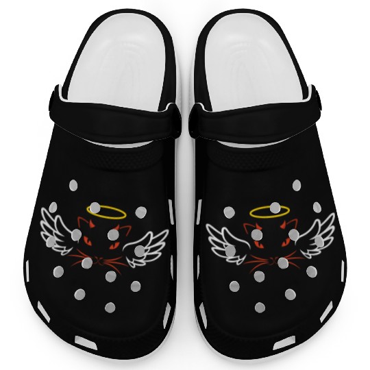 Angel and devil cat Clogs
