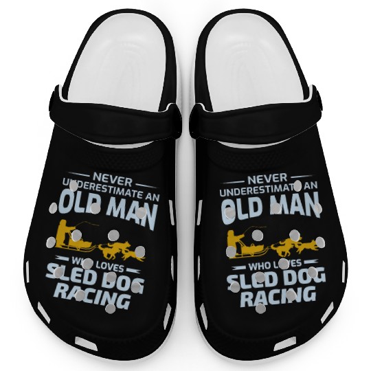 Old Man Husky Sledding Sled Dog Racing Alaskan Clogs
