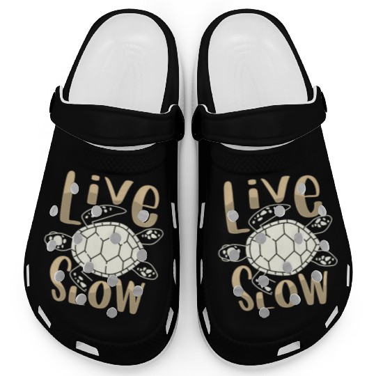 Relax and Live Slow Sea Turtle Beachy Vacation Clogs