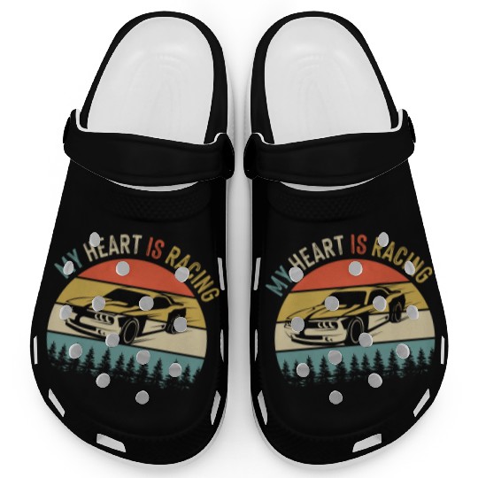 Fathers Day Retro Vintage Speedway Car Racing Clogs