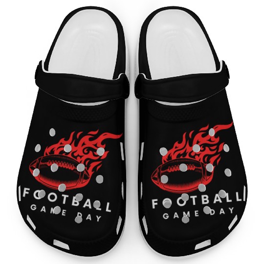 Red Football On Fire Game Day , football fan Clogs .