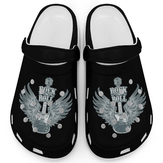 Rock N Roll Angel Wings Music Guitar Player Clogs