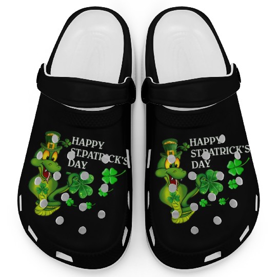Happy St Patricks Day Snake Graphic Great Gift Clogs