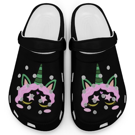 Green Shamrocks Irish Cute Unicorn Girls St Patric Clogs