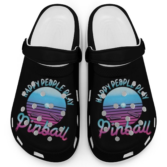 Happy People Play Pinball Retro 80s Clogs