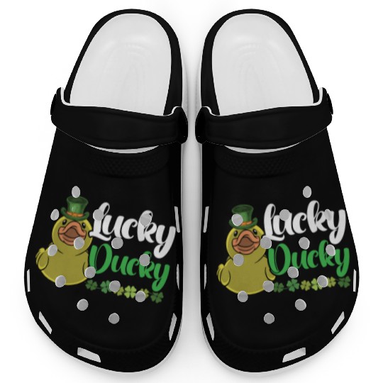 Lucky Ducky Duck Shamrock St. Patricks Day Irish Clogs