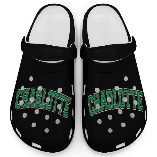 Charlotte Varsity Style Green Text Clogs