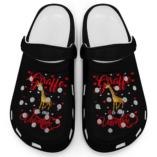 Giraffe Is My Valentine Funny Giraffe Valentines D Clogs