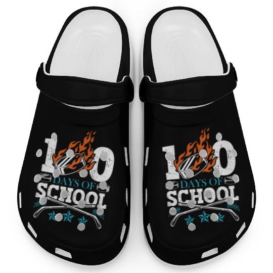 100 Days Of School Ice Hockey Game Sports Clogs