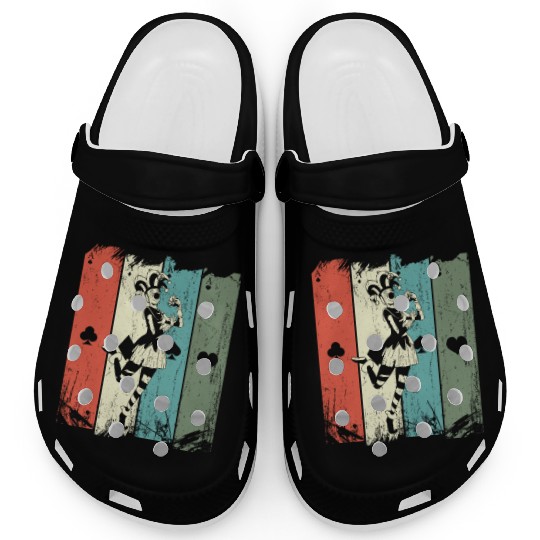 Vintage Casino Blackjack Gambling Clown Poker Card Clogs