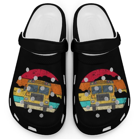 Retro Yellow School Bus for School Bus Driver andj Clogs