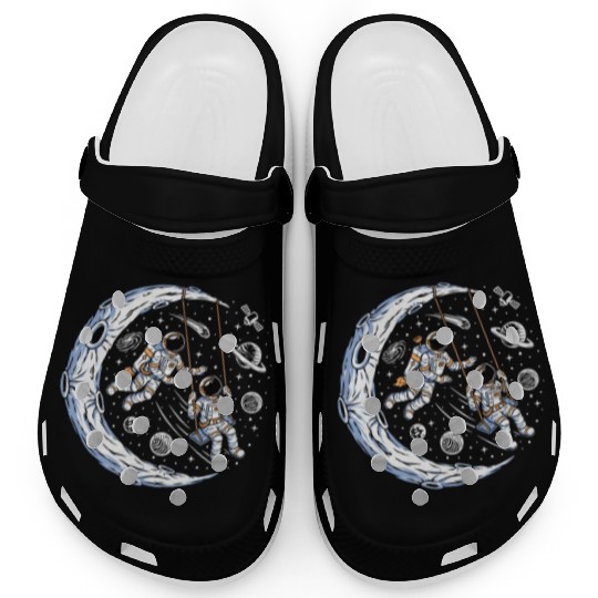 Astronauts on swing on moon Clogs