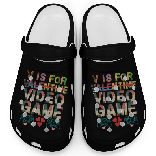 V is for not valentine video game Apparel Clogs