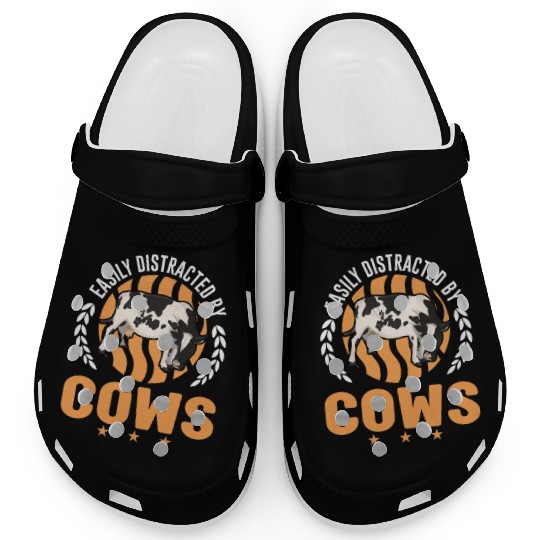 Easily Distracted By Cows Cow Cattle Breeder Clogs