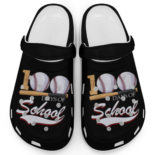 100 Days Of School Sports Game Baseball Player Clogs