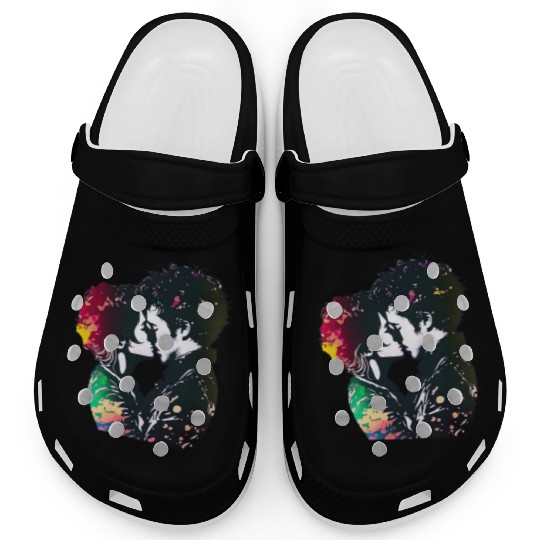 Sweet Couple's Loving Embrace, Valentine's Gift, Clogs
