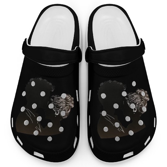 Sweet Couple's Intimate Embrace, Valentine's Clogs