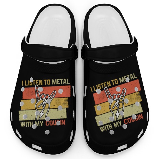Vintage Metal With Cousin Metal Kid Music Lover Clogs