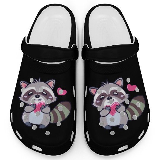 Raccoon Lover Valentine's Day, Anniversary Clogs