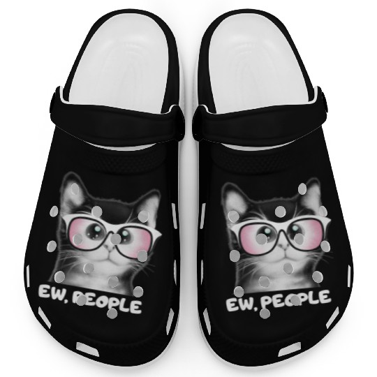 EW PEOPLE, Funny Cat Wearing Pink Sunglasses Clogs