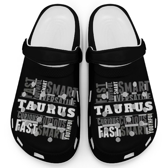 Taurus Zodiac Star Sign Word Cloud Square Monochro Clogs