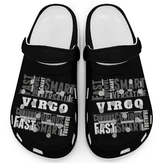 Virgo Zodiac Star Sign Word Cloud Square Monochrom Clogs