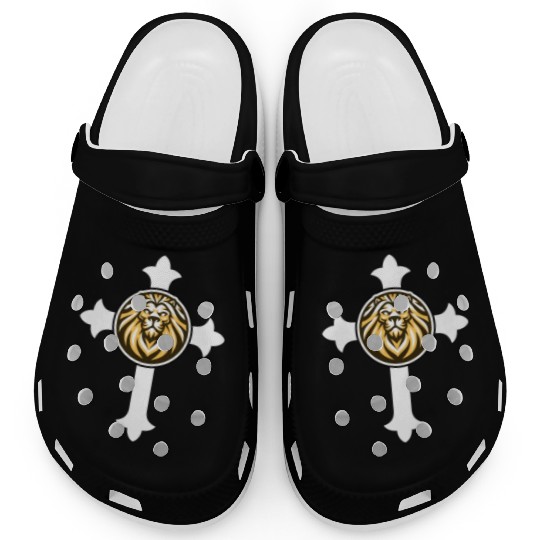 Lion Of Judah on the Cross Christian Logo Clogs