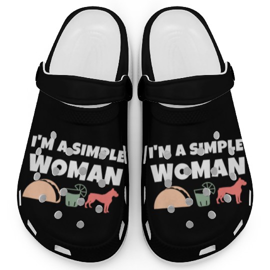 I'm A Simple Woman Tacos Tequila Boxer Dog Clogs
