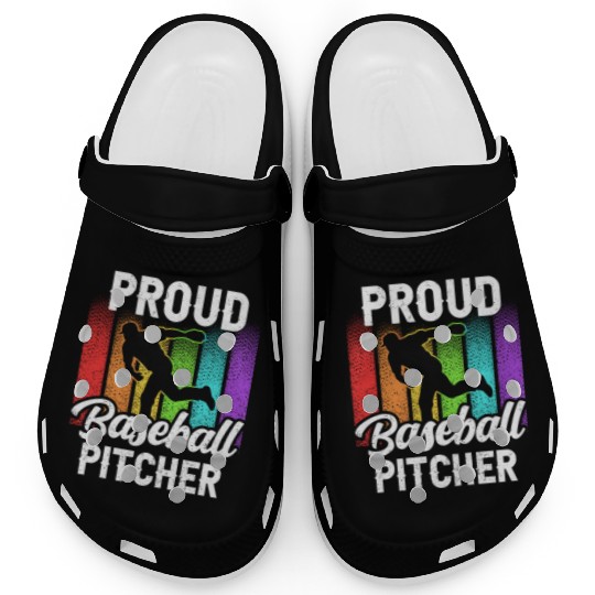 Proud Baseball Pitcher Sayings Player Hobby Clogs