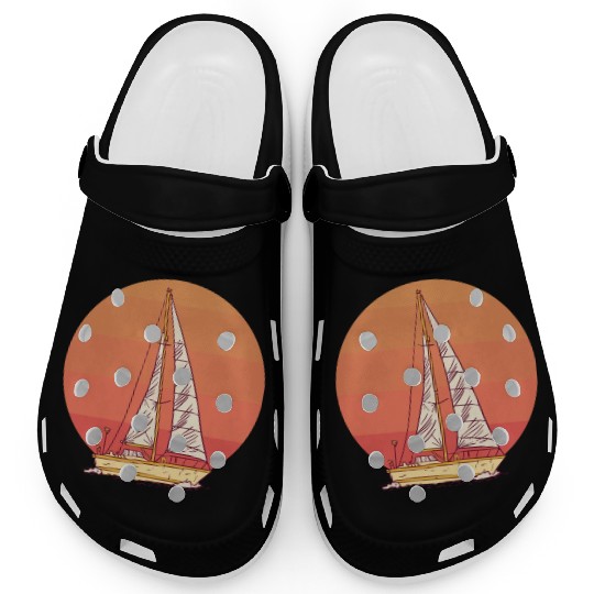Sunset sailing boat sea waves Sunset sailing boat Clogs