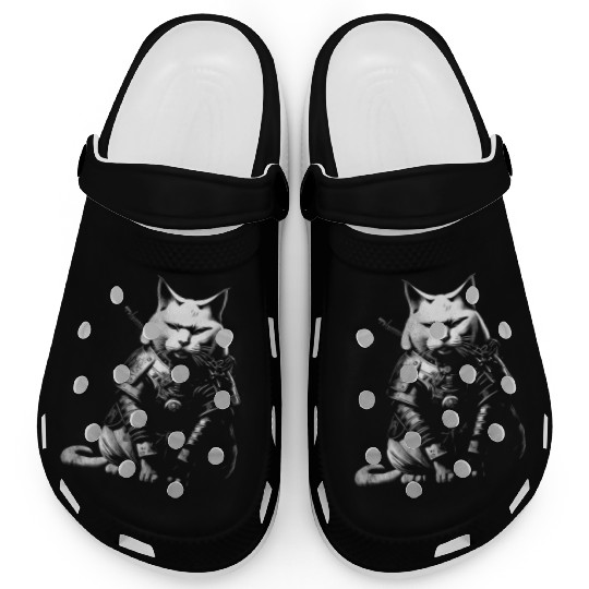 cool samurai cat Clogs