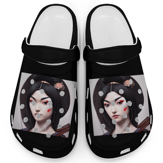 Geisha face japanese woman Japan wall art digital Clogs