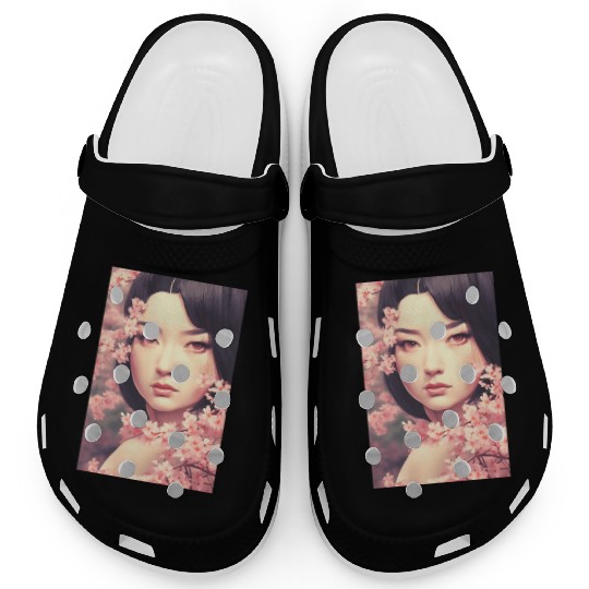 japan girl portrait sakura blossom Japan wall art Clogs