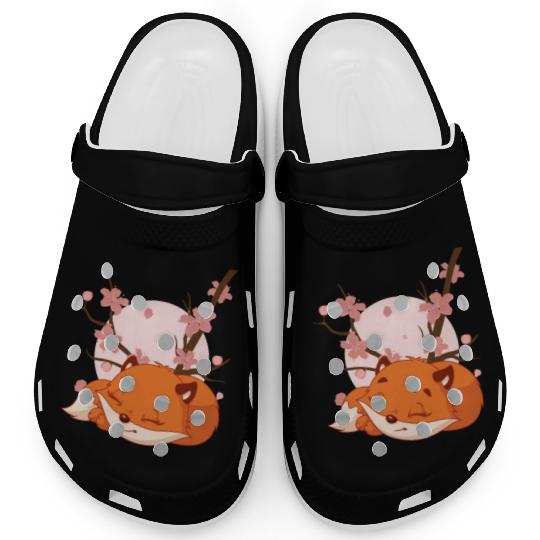 Japanese Fox Cherry blossom Flower sakura kawaii Clogs