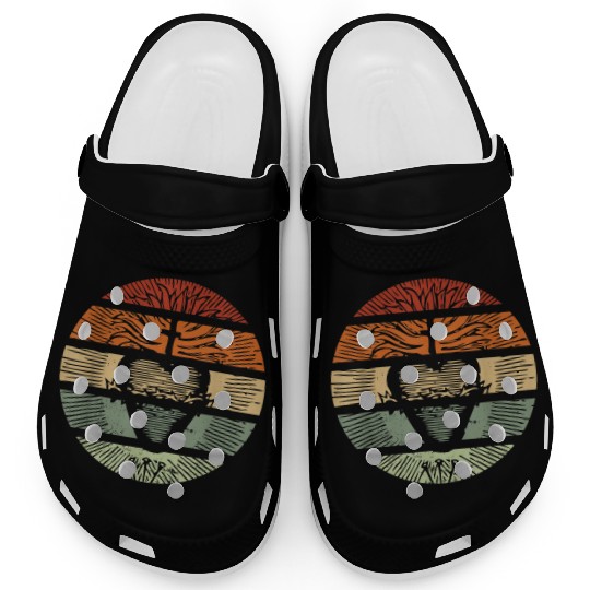 Sacred Heart of Jesus Christ Retro Sunset Art Cath Clogs