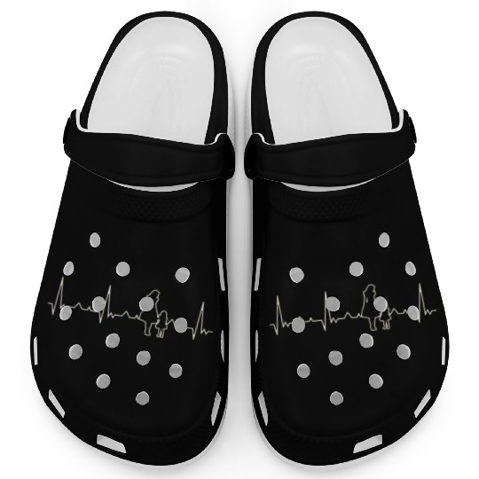 Mother and daughter. Heart. Love. EKG. Pulse. Clogs