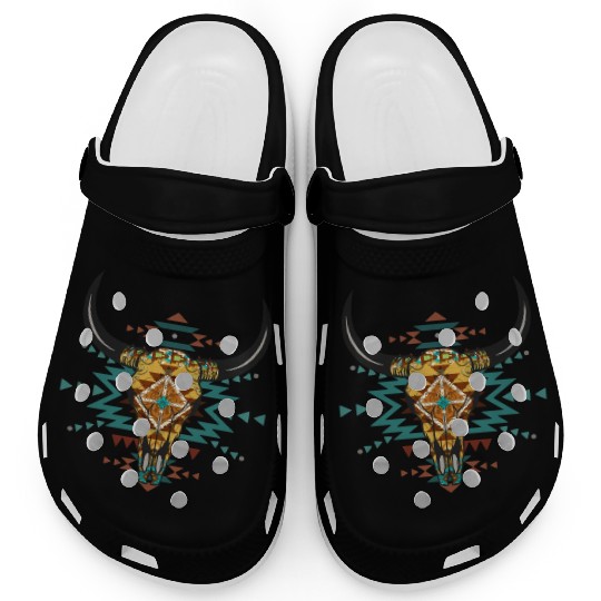 Western Aztec Bull Skull Clogs