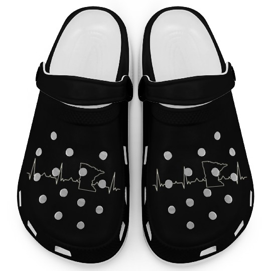 Minnesota State USA. Heart. Love. EKG. Pulse. Clogs
