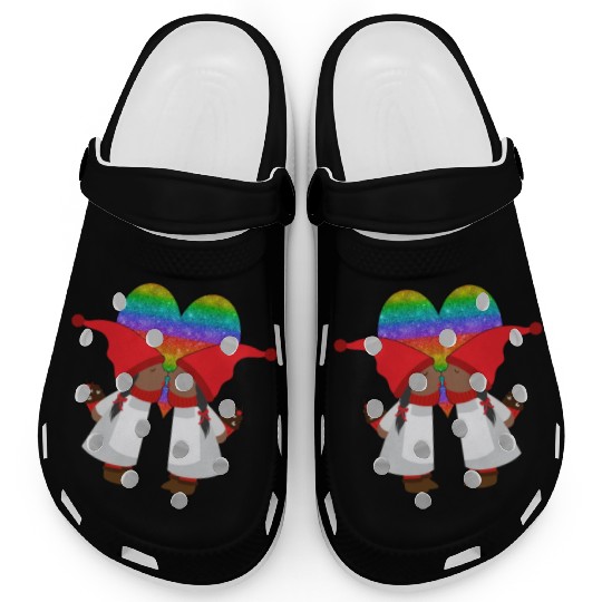 Black Lesbian Gnome Valentines Day Couples Gift LG Clogs