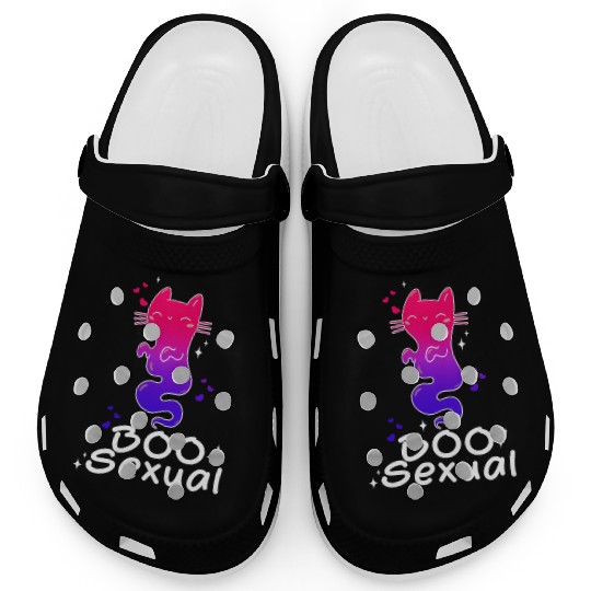 Boo Sexual Cute Bi Cat Ghost LGBT Bisexual Pride Clogs