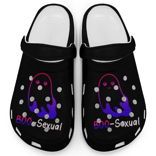 Boo Sexual Cute Bi Cat Ghost LGBT Bisexual Pride F Clogs
