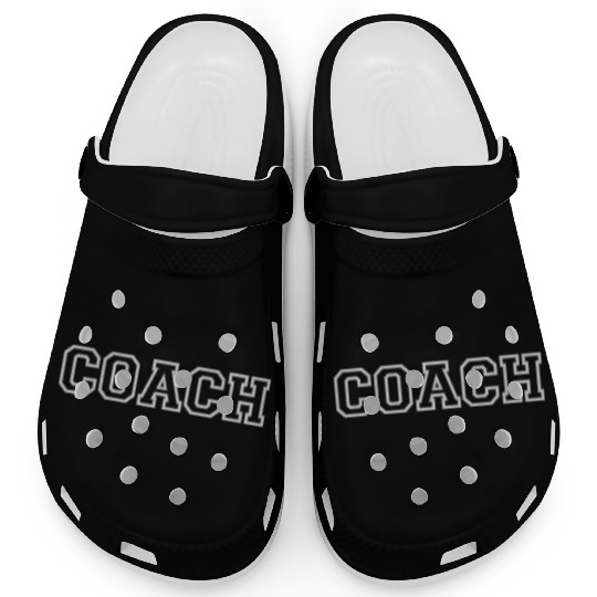 Retro Coach Monogram Design on Apparel Clogs