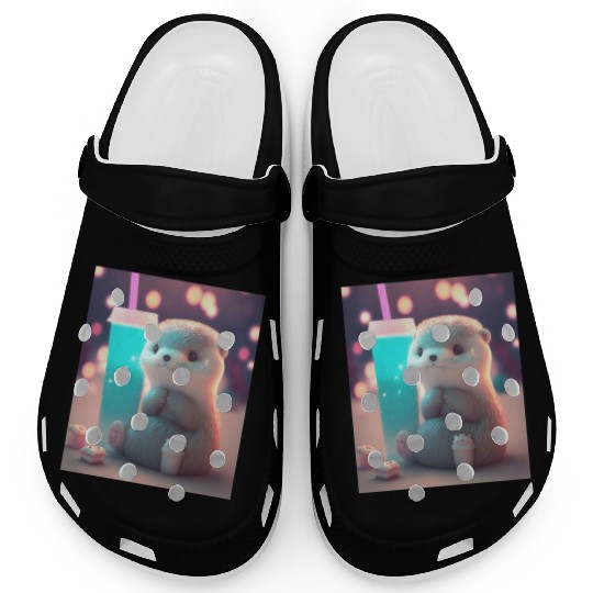 Kawaii Otter Pet Otter Drinking Boba Tea Clogs