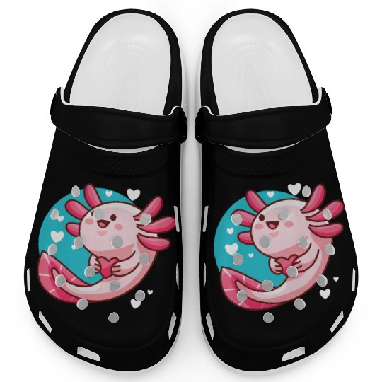 Love Axolotl Pink Valentine Day Salamander Lover Clogs