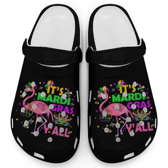 It's Mardi Gras Y'all Flamingo Funny Festival Clogs